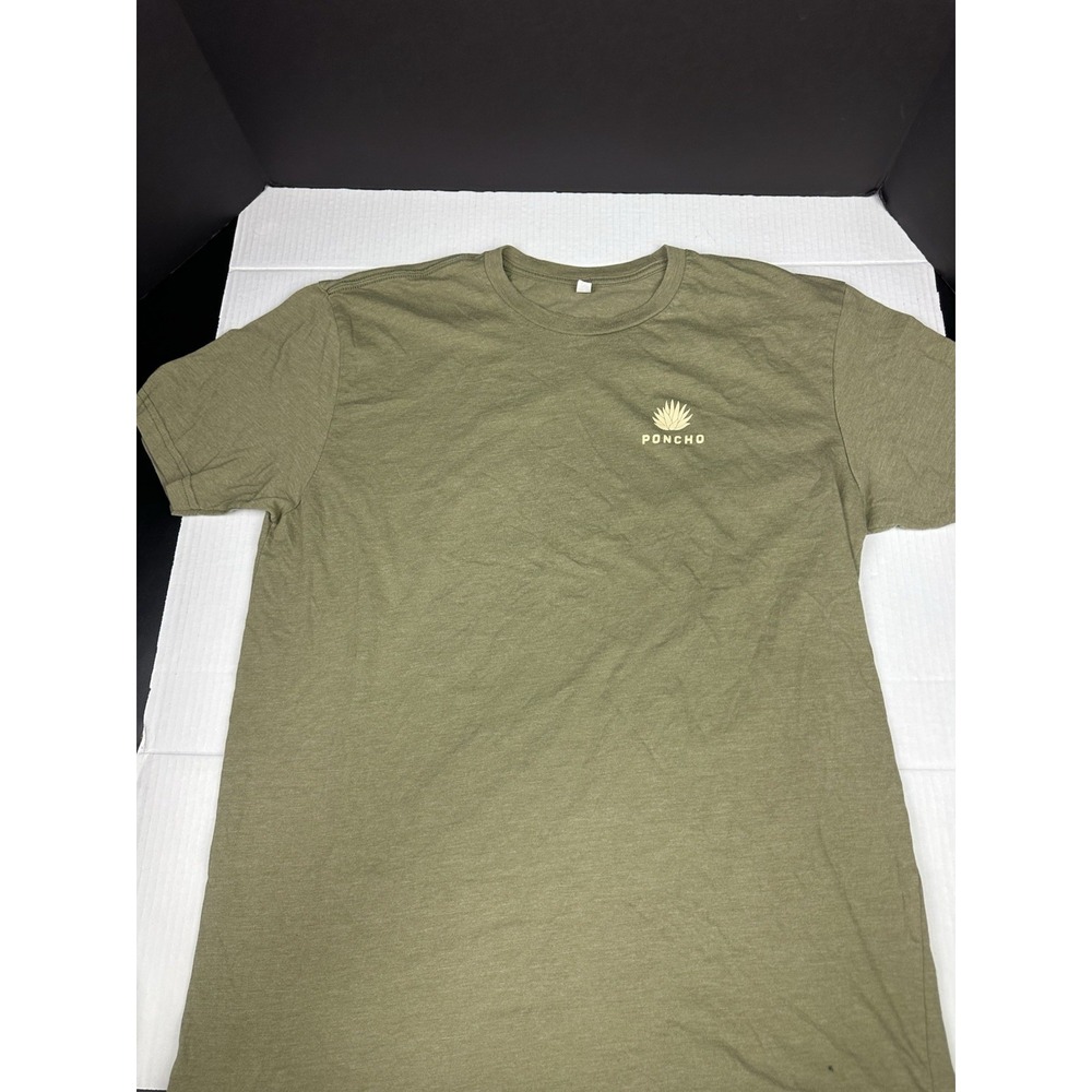 Poncho Outdoors T-Shirt Mens Medium Heather Olive Green Flower Logo Tee